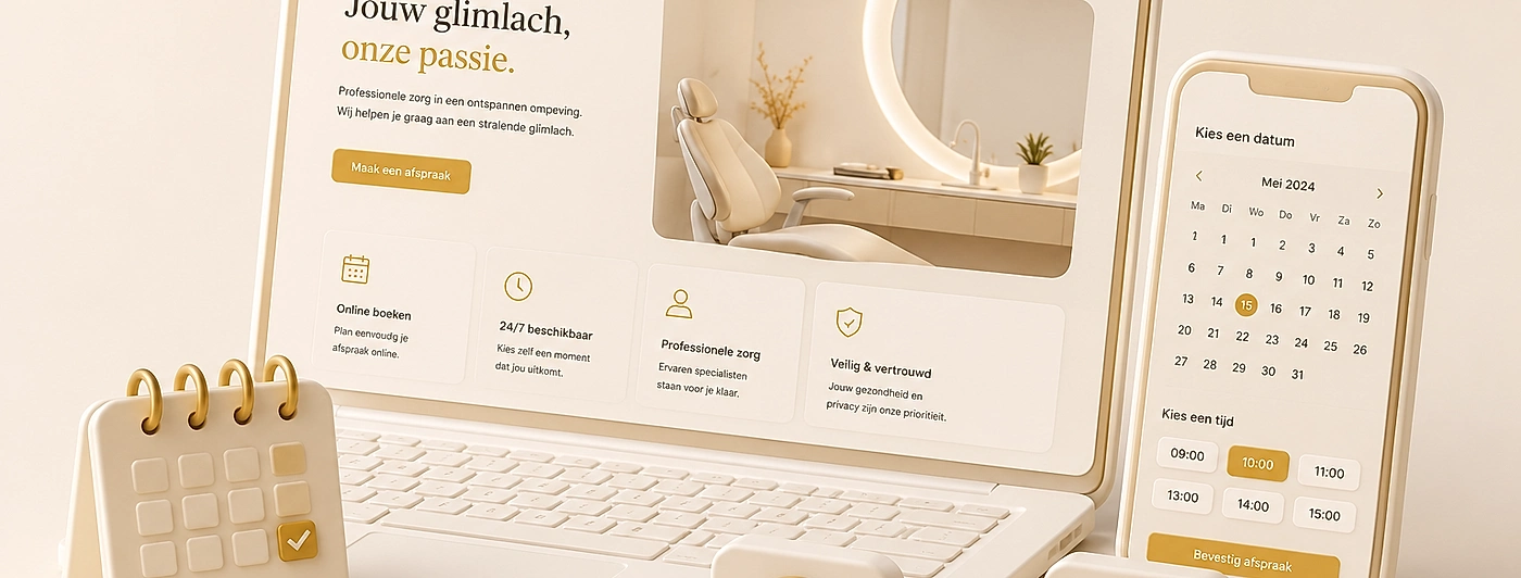 Website van SmileToShine met online boeken